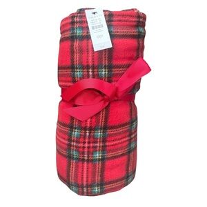 NWT Talbots Vibrant Red Plaid Flannel Throw